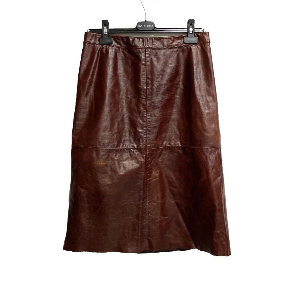 GAP Brown Leather Midi Skirt